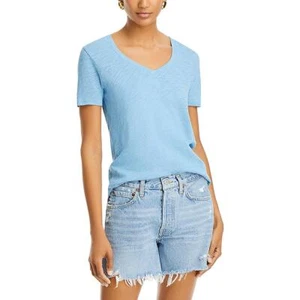 ATM Womens Black V-Neck Slub Short Sleeves T-Shirt Top XS BHFO 3100 - Picture 1 of 2