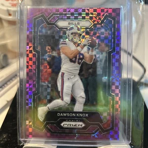 Dawson Knox 2023 Checkered Purple Prizm 26/49 Buffalo Bills - Picture 1 of 2