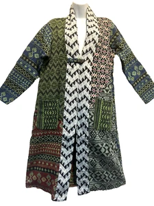 Nwt SACRED THREADS boho patch bohemian funky tapestry cotton JACKET COAT TOP L - Picture 1 of 8