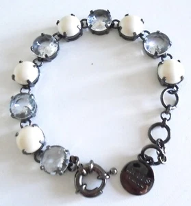 Hobbs Lexington Mini Bracelet clear stone white stone spring-ring clasp vgc - Picture 1 of 3
