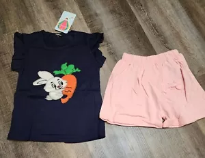 BABICOLOR two piece black/pink girl shorts and t-shirt set. XL Toddler NB2 - Picture 1 of 2