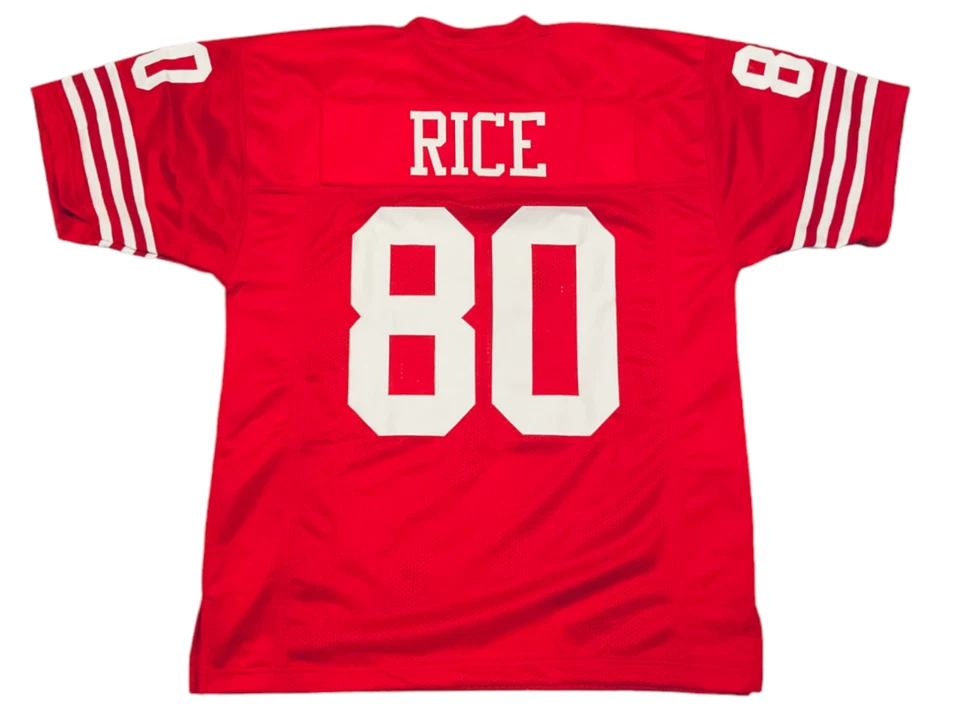 Футболка Джерри Райса с нашивками на заказ красная молодежные размеры - Изображение 1 из 2