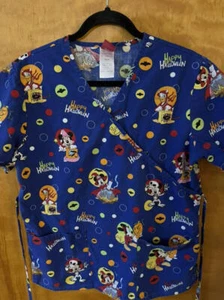 Disney Mickey Happy Halloween Scrub Top Size Small - Picture 1 of 1