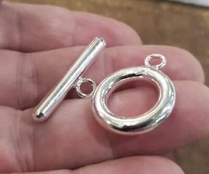 Large 925 Sterling Silver 21mm Big Clunky Toggle Clasp 1 Set Jewelry Findings - Picture 1 of 1
