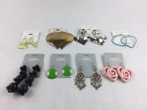 Costume Fashion Earring Lot 8 Heart Dangle Hoop Post Bead Jewelry Heart - Picture 1 of 3