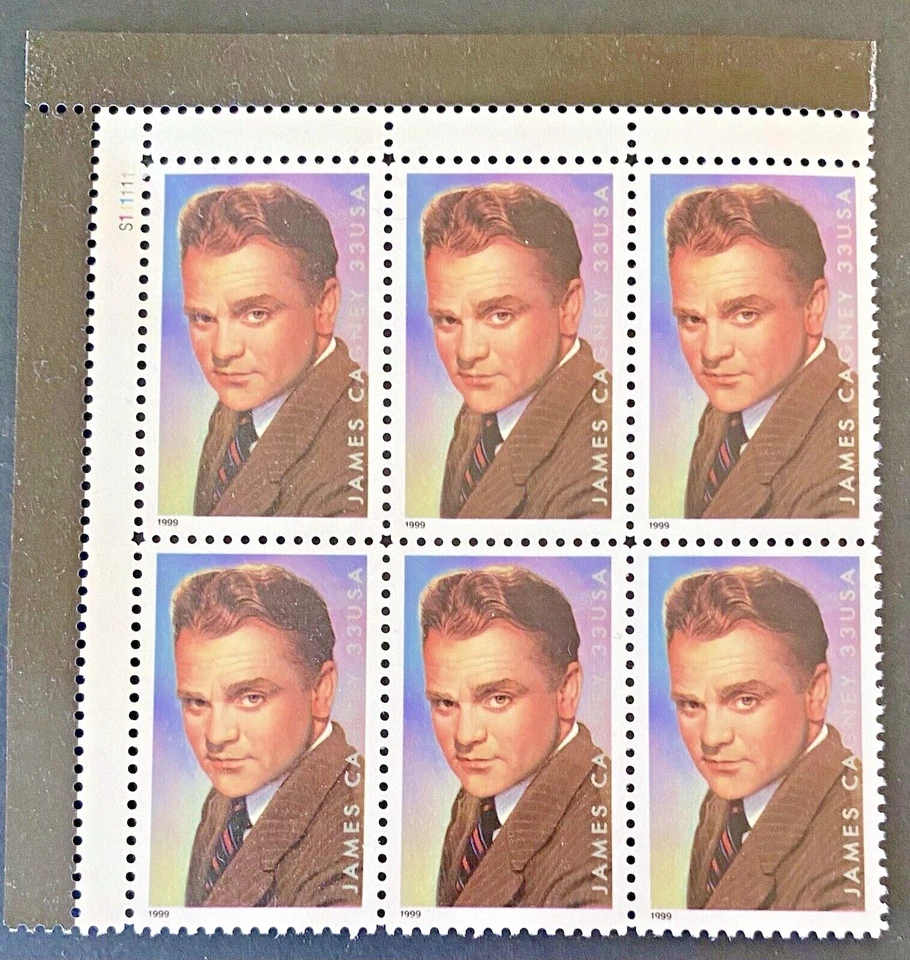 SoCo Stamps US Scott #3329 MNH Plate Block Of 6 - 1999  James Cagney - Image 1 of 2