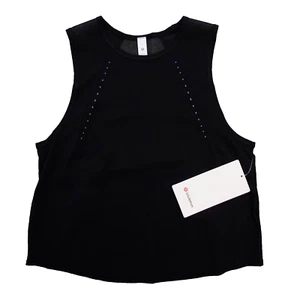 New Lululemon Size 4 Black Sculpt Cropped Tank Lightweight Reflective Details - Picture 1 of 7