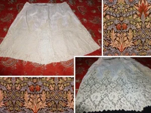 Antique Lace Silk Skirt Slip LOTS OF French Alencon LACE VTG 1920-30s Flapper - Picture 1 of 14