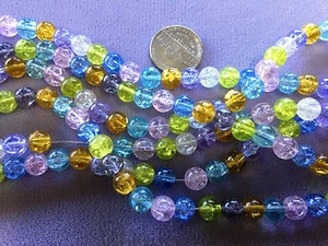 TWO (2) 16" Strands 8mm Czech Glass CRACKLE BEADS -SPRING PASTELS - Picture 1 of 2