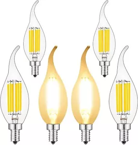 BRIMAX E12 LED Candle Light Bulbs Dimmable Flame Tip Chandelier Bulbs 60W 600lm - Picture 1 of 12