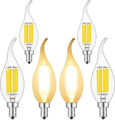 BRIMAX E12 LED Candle Light Bulbs Dimmable Flame Tip Chandelier Bulbs 60W 600lm - Image 1 of 4