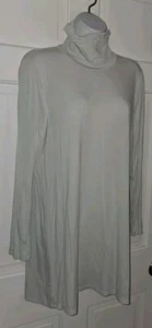EILEEN FISHER pale Gray Lightweight Stretch Tunic Turtle Neck Top M - Picture 1 of 6