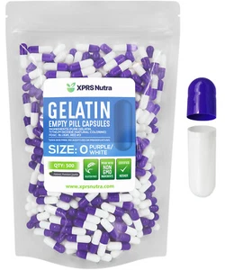 Größe 0 lila/weiß leere Gelatinekapseln Gelcaps Pillen koschere Kapseln - Bild 1 von 11