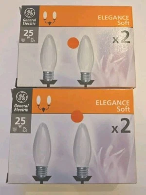 4x General Electric 25W Incandescent Pearl Candle Bulbs ES E27 200lm - Image 1 of 3