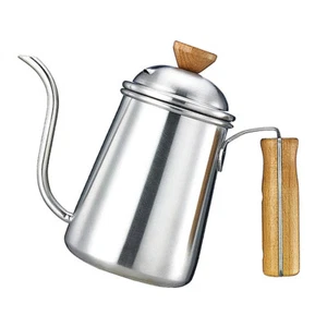 Coffee Maker Steel Teapot Tea Kettle Wooden Handle Coffe Kettle - Picture 1 of 9