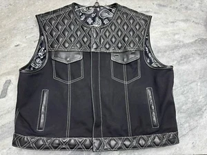 FIRST MANUFACTURING COMPANY: Stinger - Men's Club Style Leather/Canvas Vest - Picture 1 of 7