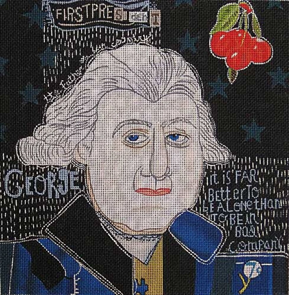 Needlepoint Handpainted Maggie Co George Washington 9x9 - Image 1 of 1