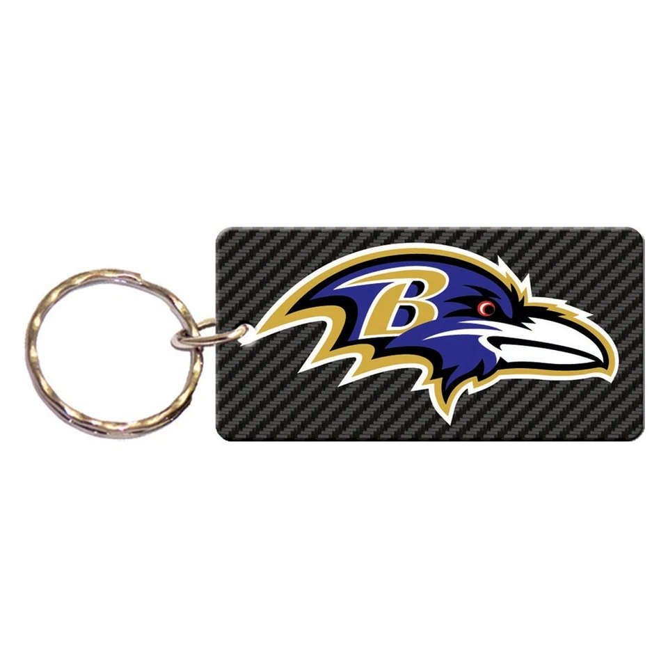 BALTIMORE RAVENS CARBON RECTANGLE ACRYLIC KEY RING NEW WINCRAFT - Image 1 of 1