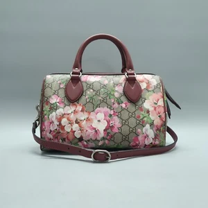GUCCI Boston Blooms Brown Canvas Satchel - Picture 1 of 21