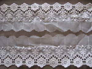 13 YDS LOVELY FLORAL COTTON EMBRDROIDERED ON NYLON TRIM - Picture 1 of 1