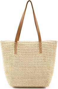 Faletony Summer Beach Bags Woven Bag for Women Straw Tote Bag Handbag Market Bag