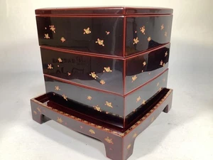 Wajima Laca Jubako Caja Bento 3 Niveles - Artesanía Japonesa De Colección - Imagen 1 de 19