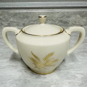 Lenox Harvest Sugar Bowl with Lid Bone China Gold R-441 Made in USA EUC - Picture 1 of 8