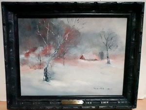 JIMMIE NELL SOWERS "COLD FROSTY MORNING" ORIGINAL OIL CANVAS LANDSCAPE PAINTING - Picture 1 of 12