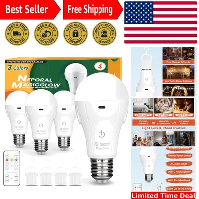 Lâmpadas recarregáveis MagicGlow com controle remoto, mudança de 3 cores + escurecimento contínuo... - Imagem 1 de 4