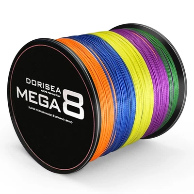 Dorisea Mega 8 Strands Multicolor Braided Fishing line PE 100m-2000m 6lbs-300lbs