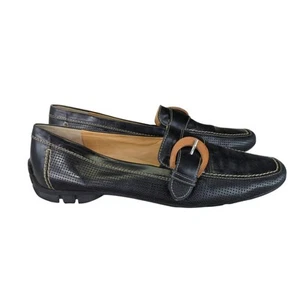 Paul Green Driving Loafers Black Perforated Leather Buckle Men's Size 8.5 11508 - Picture 1 of 8