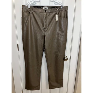 Pantalones de cuero vegano de tiro ultra alto rectos años 90 Abercrombie Fitch talla 35/20R nuevos con etiquetas - Imagen 1 de 6