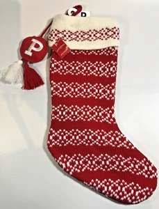 Target Wondershop Christmas Stocking Red White Knit 18" Letter P Tassle NWT - Picture 1 of 6