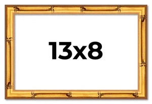 13x8 Frame Gold Bamboo Picture Frame Modern Photo Frame UV Acrylic, Acid Free - Picture 1 of 10