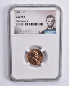 MS67 RD 1958-D Lincoln Wheat Cent NGC Special Lbl *0769 - Picture 1 of 5