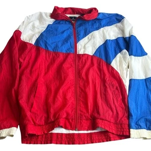 Vintage Jockey Colorblock Windbreaker Jacke Rot Weiß Blau Retro 80er 90er Medium - Bild 1 von 5