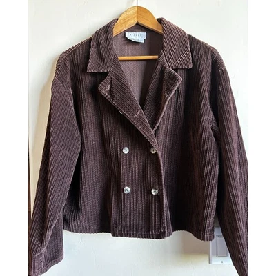 Casaco J. Jill chocolate marrom baleia largo veludo tamanho G 100% algodão - Imagem 1 de 4