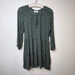 Carly Jean Los Angeles Womens Tunic Dress Large Flowy Bohemian Green Floral CJLA - Picture 1 of 7