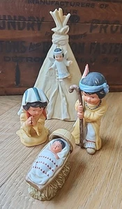 Set Natività 4 Pezzi Gregory Perillo Vintage 1985 Sagebrush Bambini - Foto 1 di 15