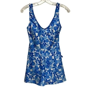 Costume da bagno donna pezzo unico onde di mare blu bianco floreale costume da bagno 10 - Foto 1 di 10