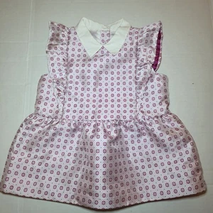 Janie And Jack rosa geblümt Rüschen seidig gefüttert Kragen Shirt Größe 6 - Bild 1 von 10