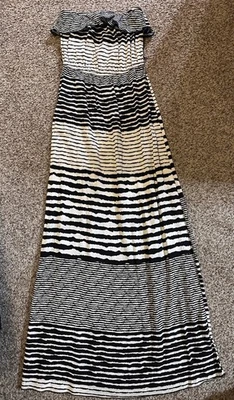 TRIXXI Women's Size Small Strapless Ruffled Flouncy Black White Maxi Dress - Image 1 of 3
