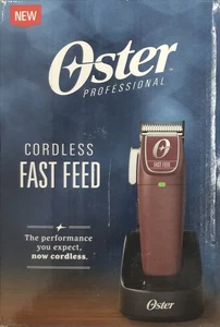 Oster Professional Cordless Fast Feed Hair Clipper Barber Salon - Burgundy/Brown - Picture 1 of 4