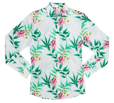 Bar III Slim Fit Tropical Floral Long Sleeve Men's Button Down Shirt NWT - Image 1 of 2