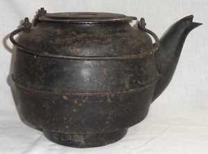 Seltener großer antiker Gusseisen Dighton Furnace Company DFC Teekessel mit Drehdeckel - Bild 1 von 15