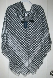 Charter Club scialle donna plaid topper a levetta bianco e nero - Foto 1 di 4