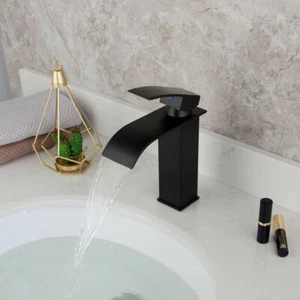 Single Handle Bathroom Vessel Basin Sink Faucet Waterfall Spout Tap Mixer Tap - Picture 1 of 8