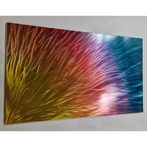 Moderne abstrakte zeitgenössische Metallwandkunst. Kunstwerk. Wohnkultur. Sonnenaufgang. - Bild 1 von 3