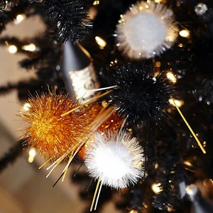 Pier 1 Imports Halloween 24" Glitzer Bommel Pick Ornament (1) schwarz orange Neu mit Etikett - Bild 1 von 8