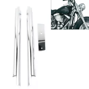 Pair Chrome Down Tube Frame Covers Accent Trim For Harley Softail Twin Cam 00-06 - Foto 1 di 8